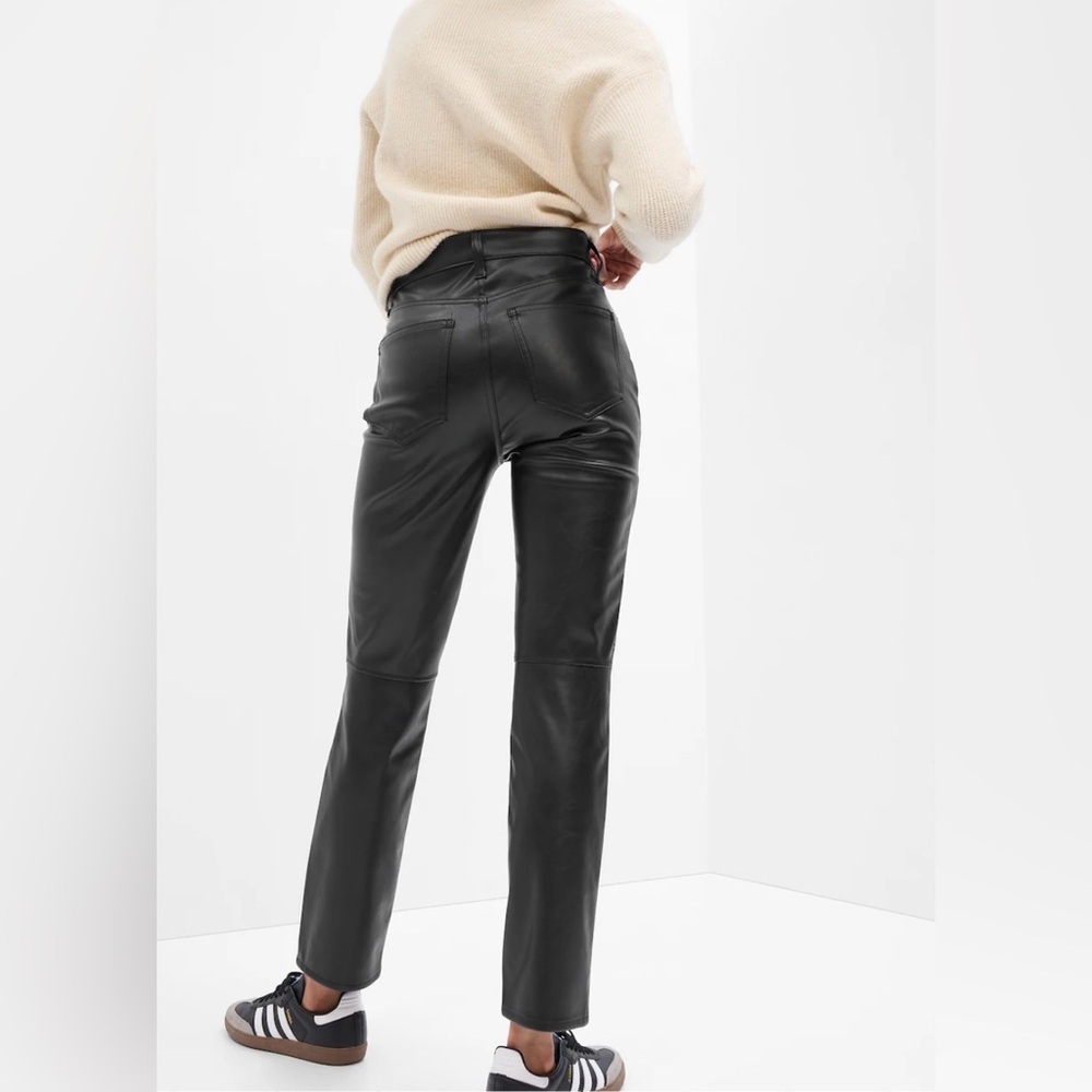THE GAP Black Vegan‎ Leather Micro Suede Lined Pants Sz 16R Sz 33 NWT (A359)